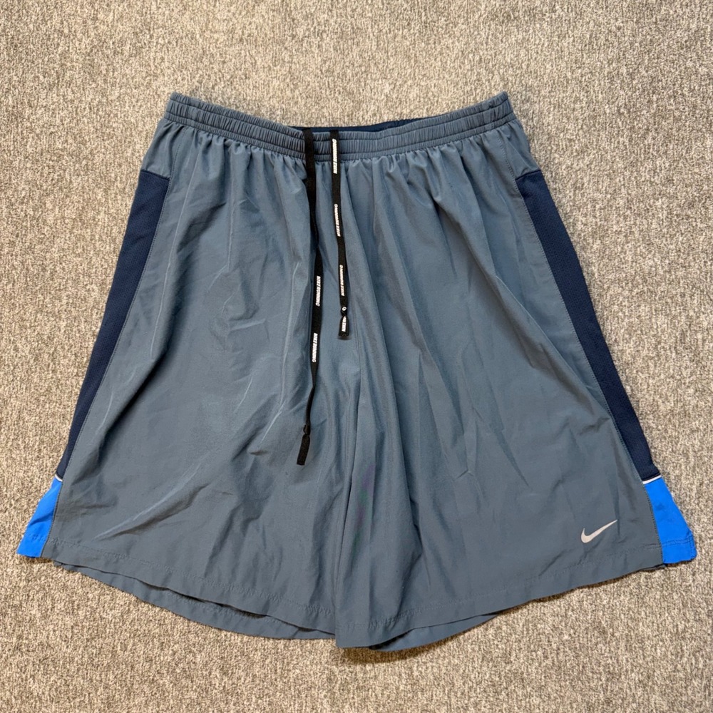 Nike Running Dri-FIT Shorts Mens Large Gray Blue 7 Inch Inseam 640135-479
